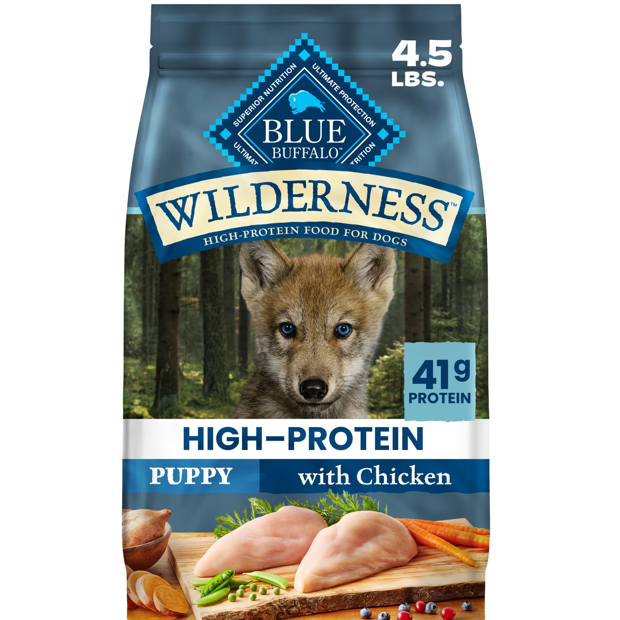 Blue Buffalo Wilderness High-Protein, Chicken Puppy Dry Dog Food, 4.5lb Bag