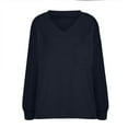 thumbnail image 5 of Women Long Sleeve Thermal Tops Fleece Cotton V Neck Pullover Sweater Basic Sweatshirt with Chest Pocket (S, Navy), 5 of 7