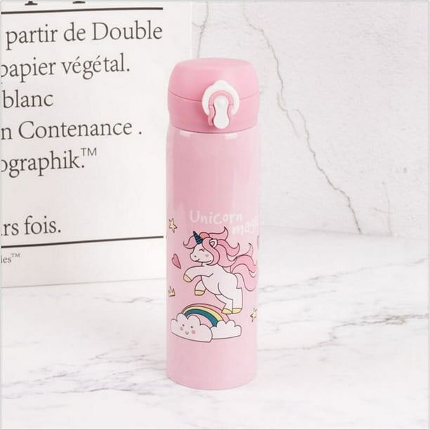 Botellas de agua Capacidad de 500 ml Agua potable Unicornio de dibujos animados Frascos de vacío de acero inoxidable Botella de agua Regalo para niños Cocina,W Ormromra 2030180-5
