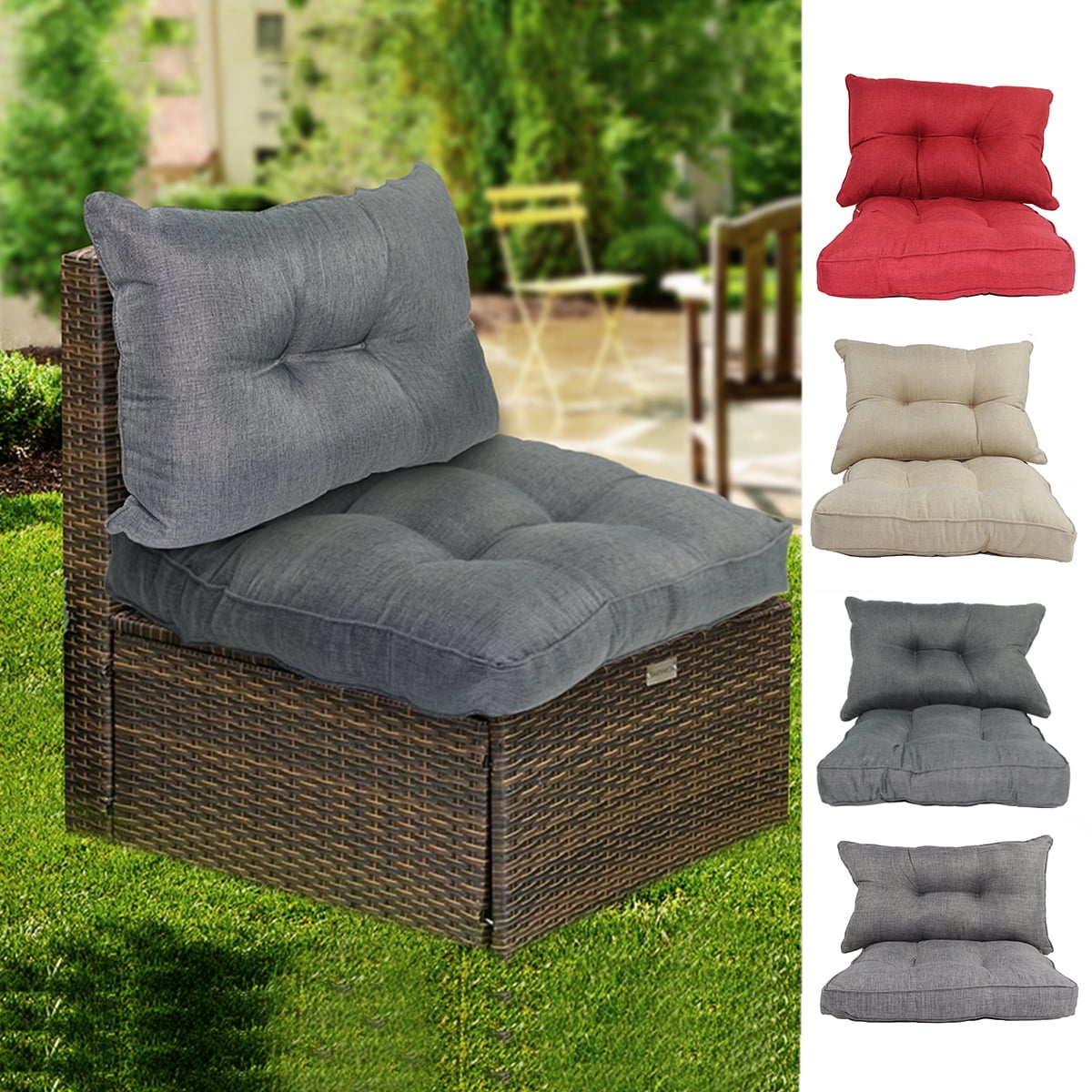 Outdoor Patio Deep Seat Chair Cushion, Outdoor Wicker Chair Seat Back Cushions