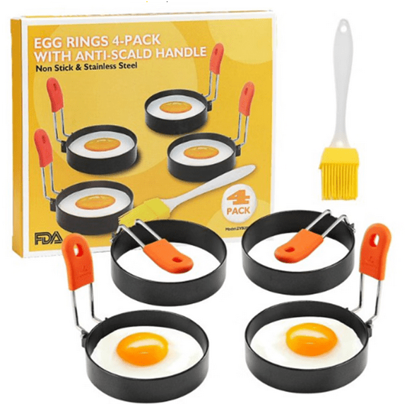 ZOUYUE Egg Ring,4 Pack Round Breakfast Household Mold Tool Cooking,Round Egg Cooker Rings For Frying Shaping Cooking Eggs,Egg Maker Molds