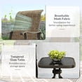 thumbnail image 4 of 3-Piece Outdoor Gliding Rocking Chair and Bistro Tea Table Set, Brown Powder-Coated Steel Frame with Breathable Mesh and Tempered Glass, for Patio, Garden, or Porch, 4 of 7