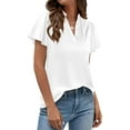 thumbnail image 5 of PRETTYGARDEN Women's Summer Blouses Dressy Casual Ruffle Cap Sleeve V Neck Business Work Trendy Cute Tops Spring Outfits, 5 of 10