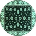 thumbnail image 1 of Ahgly Company Machine Washable Indoor Round Oriental Turquoise Blue Traditional Area Rugs, 7' Round, 1 of 4