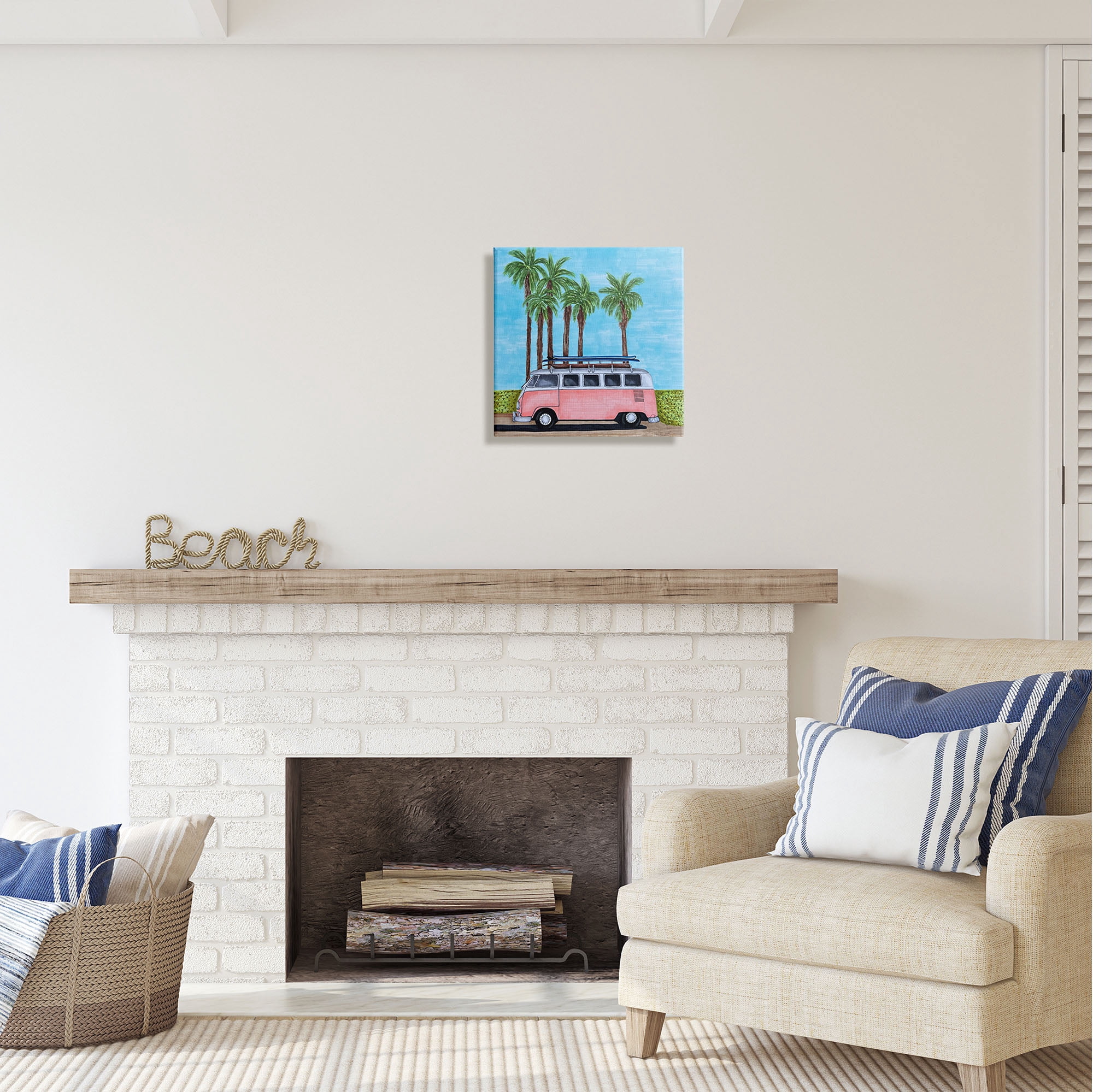 Stupell Industries Tropical Vacation Minibus Transportation Painting Gallery Wrapped Canvas Print Wall Art, 17 x 17