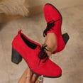thumbnail image 2 of Red Women'S Winter Heels With Lace-Up Design And 3.1 Inch Thick Heel For Various Settings, 2 of 9