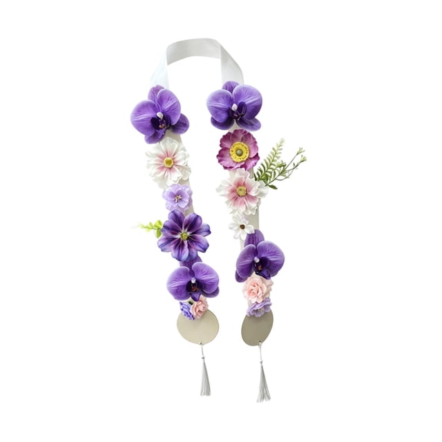 Guirnalda de flores para graduación con diseño de lazo, 140 cm de largo, material de poliéster versátil. Estilo E