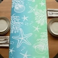 thumbnail image 5 of Table Runners 70 Inches Long Dress Scarves, Teal Blue Ombre Coastal Farmhouse Coffee/Dining/Kitchen Table Decor, Holiday Table Runner, Sea Nautical Summer Beach Starfish Coral 13x70 Inch, 5 of 9