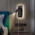 thumbnail image 4 of Lámpara de pared LED con luz de lectura, foco ajustable con carga USB, iluminación ambiental para dormitorio con interruptor, clase energética F negra, 4 of 5
