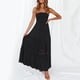 thumbnail image 3 of Vestido largo bohemio sin tirantes para mujer - Con adornos de encaje en los hombros, material de viscosa, corte A fluido, perfecto para la playa, bodas y vacaciones, 3 of 7
