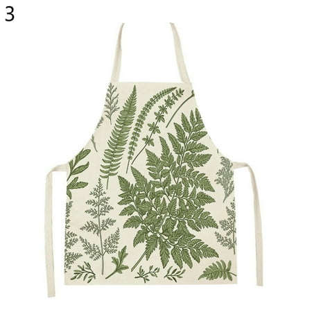 

Meizhencang Cooking Apron Waterproof Large Coverage Flax Leaves Printed Kitchen Chef Long Bib Baking Supplies