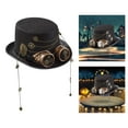 thumbnail image 6 of Black Steampunk Top Hat, Head Wear Dance Hat with Goggles Accessories Metal Head, 6 of 8