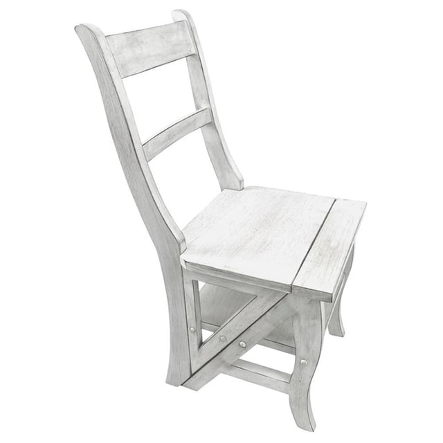 Carolina Classics Chaise Échelle de Bibliothèque Pliante Antique en Blanc