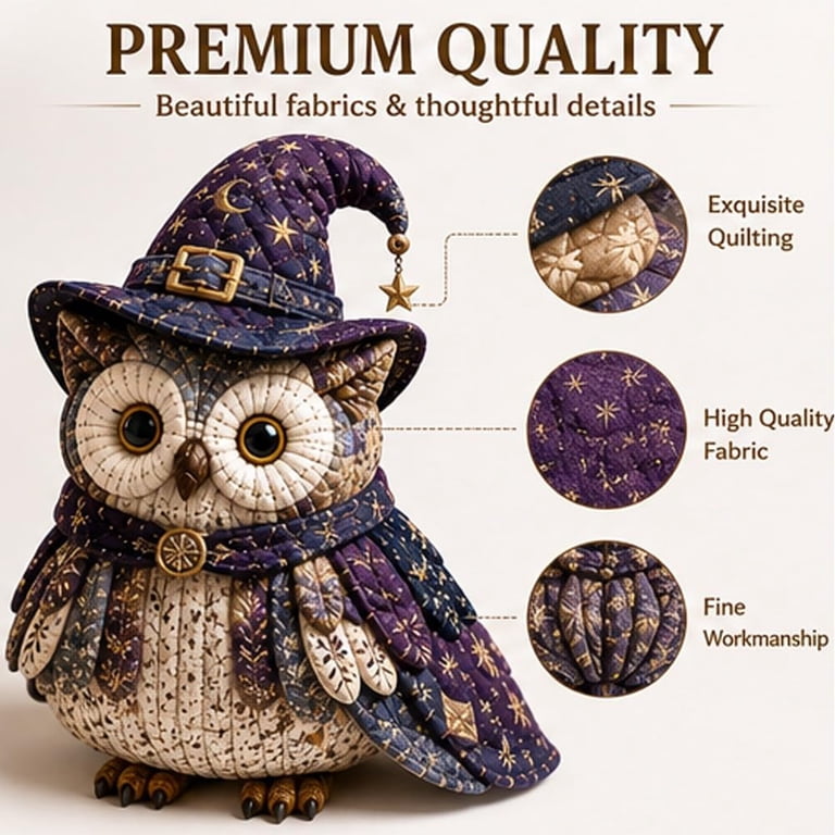 Owl Quilted Tissue Box Cover DIY Sewing Kit - Whimsical