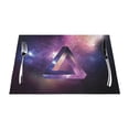 thumbnail image 1 of ZNDUO Placemats, 6 PCS Heat Resistant Stain Resistant Woven PVC Insulation Placemats, Durable Washable Elegant Table Mats for Dining-Triangle Space Stars, 18"x12", 1 of 6