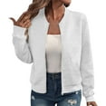 thumbnail image 1 of Women's Lightweight Full Zip Cropped Jacket, Spring Autumn Transition Long Sleeve Coat with Pockets, Soft Breathable Air Layer Fabric for Athletic Workout, Sport, and Casual Daily Wear WhiteXL, 1 of 8