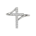 thumbnail image 2 of Diamond Cross Ring for Women in 925 Sterling Silver, Women's Vertical Cross Ring with Bypass Band and Accented with Round White Diamonds, Silver Religious Ring, 2 of 8