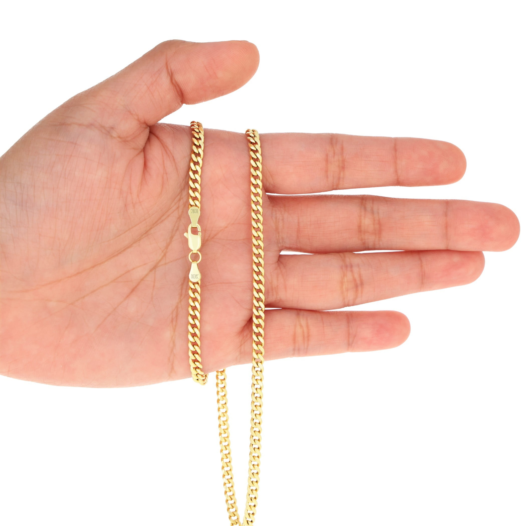 Nuragold 10k Real Yellow Gold Miami Cuban Lightweight Link 4mm Chain Necklace (16"-30") Italian Jewelry for Men & Women