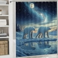 thumbnail image 6 of Patifu Polar Bears Frozen Lake Night Sky Chic Modern Bathroom Decor Shower Curtain with Hooks 100% Polyester Fiber 69"x72, 6 of 7