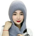 thumbnail image 2 of Winter Hat Scarf Set for Women,Warm Women Siamese Hooded Scarf Pocket Hat Long Scarf Shawl Wraps Coral fleece, 2 of 7