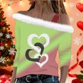 thumbnail image 5 of Craaazy Women's Valentine Day Long Sleeve Shirts Loose Off the Shoulder Suspender Tops Gifts, 5 of 7