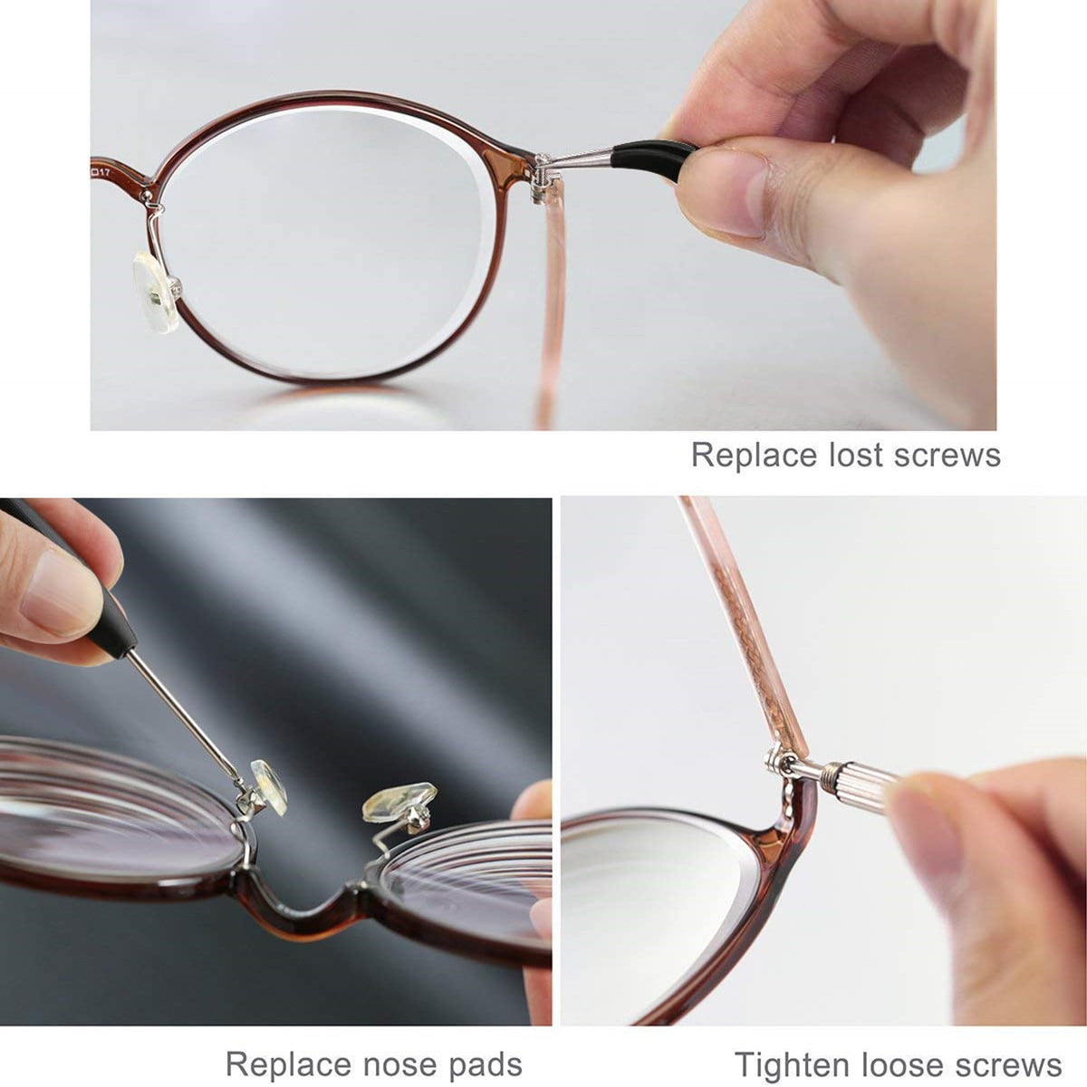 Eyeglasses Repair 1000Pcs Sunglasses Watch Tiny Screws Micro 4 in 1  Screwdriver