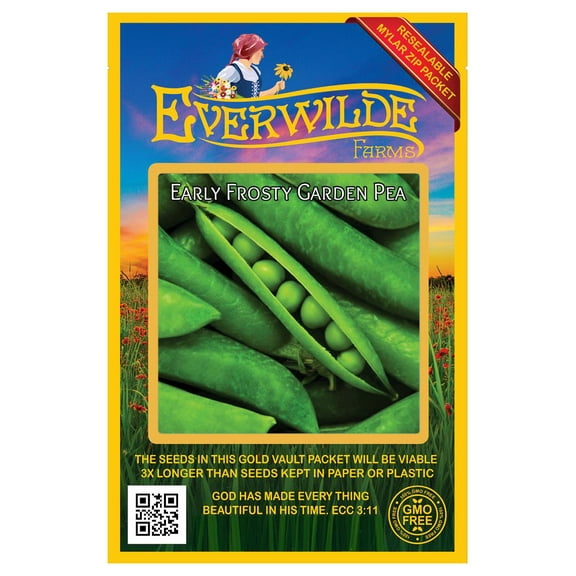 Everwilde Farms - 100 Early Frosty Garden Pea Seeds - Gold Vault Jumbo Bulk Seed Packet
