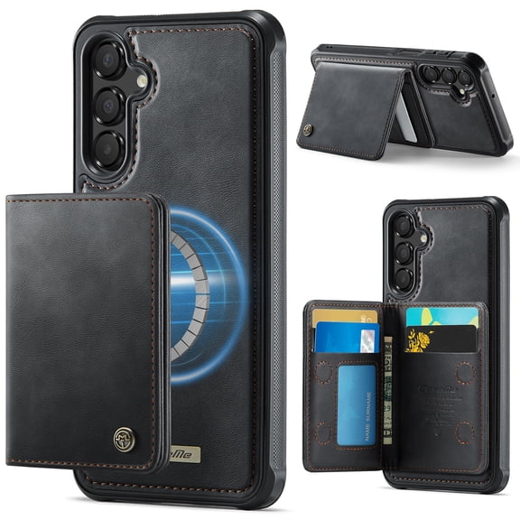 ELEHOLD Premium Leather Shockproof Magnetic 2-in-1 Case with Detachable Card Holder Wallet for Samsung Galaxy A17 5G,Black