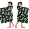 thumbnail image 4 of Black Cartoon Space Dinosaurs Pattern Hooded Bath Towel，50"x30" for Ages 3 To 12 Kids, Quick Dry Lightweight Soft Microfiber Hood Beach Towel Cover Up for Kids, 4 of 7
