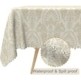 thumbnail image 2 of 60x84inches Floral Print Rectangle Tablecloth Beige Damask Pattern Polyester Table Cloth Waterproof Stain Resistant Fabric Table Cover for Kitchen Dinning Room Buffet Banquet Party Supplies, 2 of 7