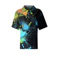 thumbnail image 4 of Womens Polo Shirts Summer Waffle Vintage Texture Gradient Print Womens Golf Shirts Short Sleeve Button Collar Going Out Blouse Green M, 4 of 5