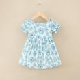thumbnail image 2 of Robes Adolescentes Manches Courtes Col Rond Imprimé Vêtements Décontractés Mignons Robe Fille Bleu 5-6 Ans, 2 of 4