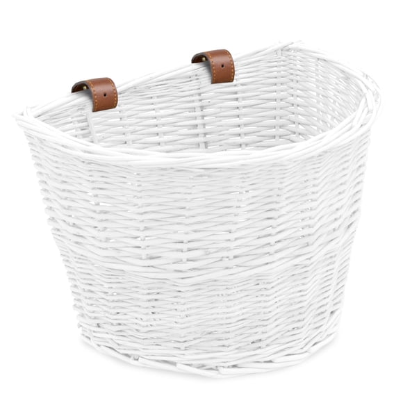 Cesta de Bicicleta ProSource de Mimbre Blanca para Carga Frontal