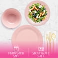 thumbnail image 4 of Paris Hilton London Collection 12-Piece Stoneware Dinnerware Set, Plates & Bowls Dish Set, Service for 4, Microwave & Dishwasher Safe, Blush Pink with Bow Design, 4 of 10