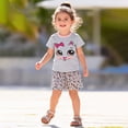 thumbnail image 2 of Pandaie 2-7Y Toddler Baby Girls Summer Outfits Cute Short Sleeve T-Shirts Tops Elastic Waist Floral Shorts Set Kids Two Piece Clothes Grey 2Y(2-3 Years), 2 of 9