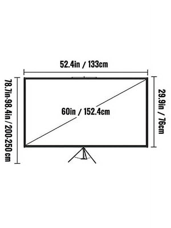 VEVOR Tripod Projector Screen with Stand 60 inch 4K HD 16:9 Home Cinema Portable