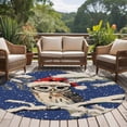 thumbnail image 4 of Round Rugs 6Ft, Blue Owl Christmas Round Area Rug Washable Indoor Throw Carpet, Xmas Snowflake Botanical Vintage Soft Non Slip Circle Rug for Office Cabinet Home Decor Aesthetic, 4 of 8
