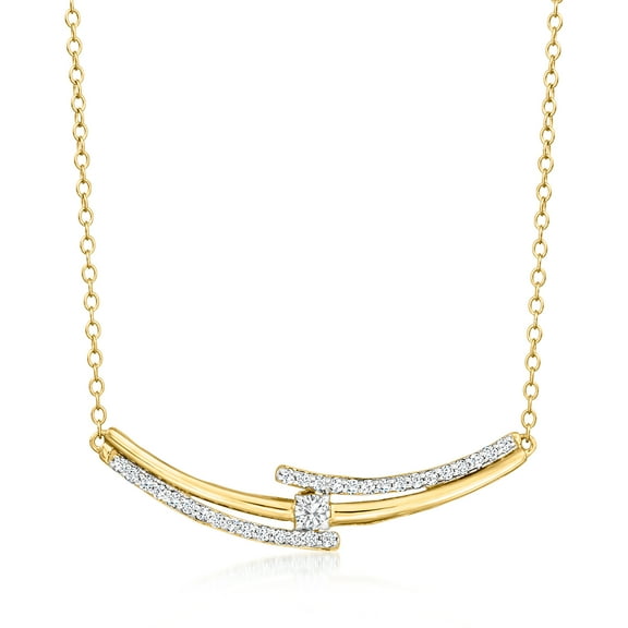Ross-Simons 0.40 ct. t.w. Diamond Curved Multi-Bar Necklace in 18kt Gold Over Sterling, Women's, Adult