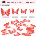 thumbnail image 2 of 24 Pcs 3D Butterfly Wall Stickers Butterfly Removable Sticker Art Decals for Home and Room Decoration Red, 2 of 7