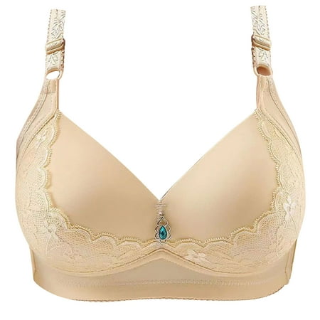 Wirefree Push up Bra Women Lightly Lined Bra Feature V-Neck Balconette Bra Style W-1626 Hook and Eye Closure Plus Size Push Up Bras Beige XL