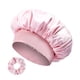 thumbnail image 4 of Gorro de satén con lazo, gorro de noche, gorro de baño, gorro para el cabello de mujer para salón de belleza y baño. Rosa, 4 of 9