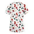 thumbnail image 4 of Holiday Gifts! Titcea Christmas Scrub Tops Women Cute Xmas Printed Short Sleeved V Neck Scrub Tops with Pockets Lightweight Stretchy Working Uniform, 4 of 5