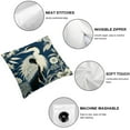 thumbnail image 4 of Leisuo Blue Flower and Bird Asian Garden Chinoiserie Crane Bird Peacock 2-Piece Plush Throw Pillow Cover White, 4 of 6