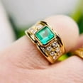 thumbnail image 3 of beryl_creation 4.00 Ctw Asscher Cut Emerald & Diamond Wedding Anniversary Engagement Band Mens Ring 14K Yellow Gold Plated 925 Sterling Silver 925 Sterling Silver -8, 3 of 3