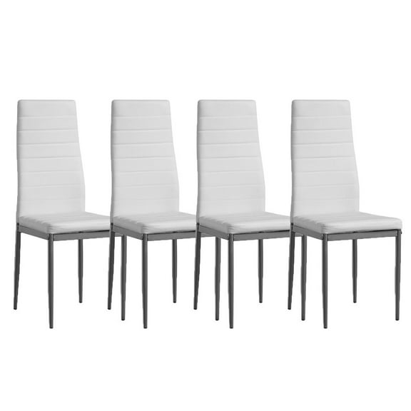 Hassch White Dining Chair Set of 4, Leather Dining Chairs with Curved Back & Foot Cap Protection for Dining Kitchen Living Room