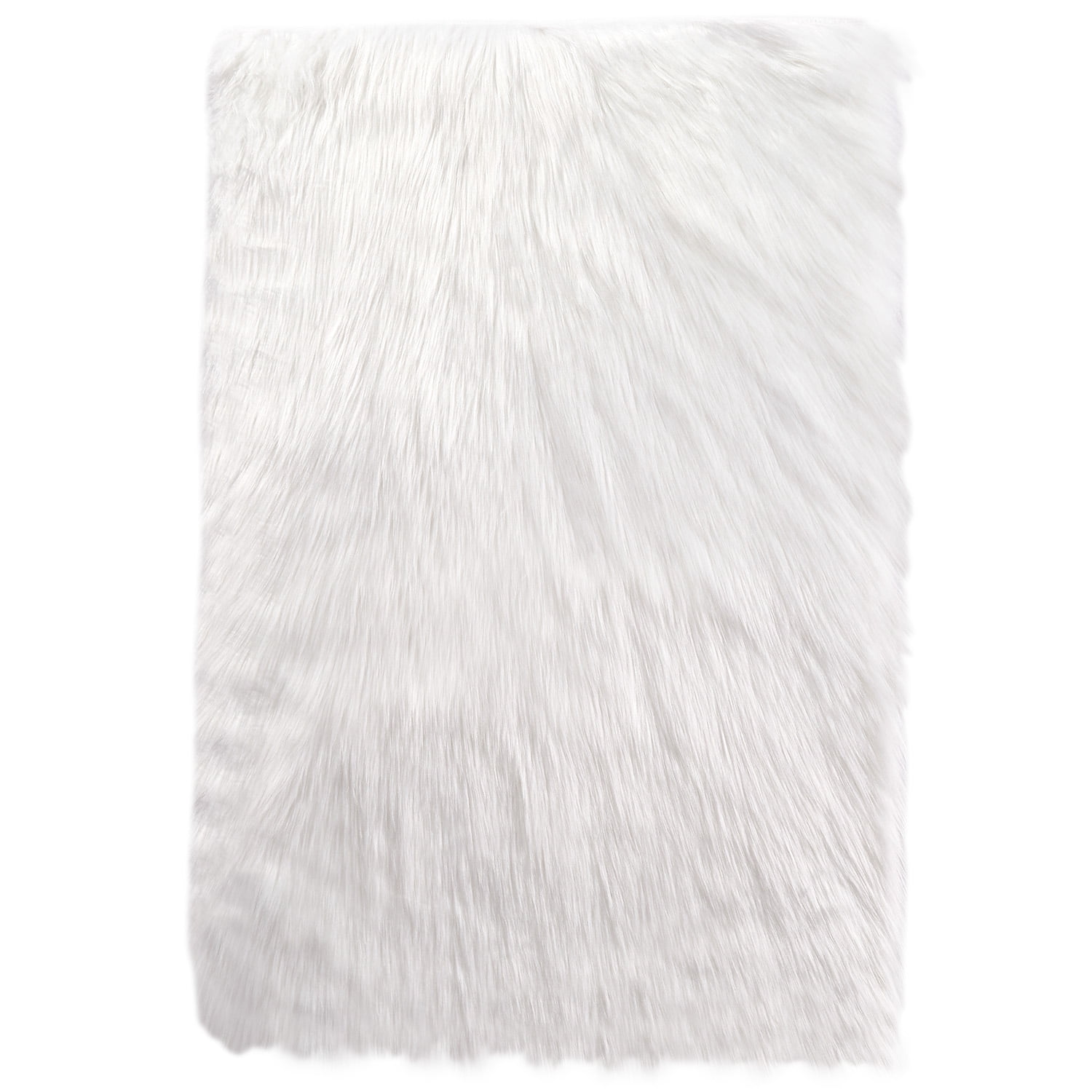 Deluxe Ultra Soft Faux Sheepskin Fur Series Fluffy Decorative Indoor Shag Area Rug, 2 x 3 Feet Rectangle, White, 1 Pack