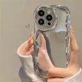 thumbnail image 2 of Luxury Plating Silver Wavy Phone Case For iPhone 15 14 13 12 11 Pro Max Mini X XS XR 7 8 Plus SE Soft Shockproof Bumper Cover, 2 of 4
