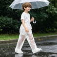 thumbnail image 4 of Kids Rain Pants, Waterproof Overpants with Attached Shoe Covers, Thick Durable Protective Rainwear for Boys and Girls(Clear,4-13 Years), 4 of 7