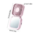 thumbnail image 3 of Ventilador de mano con espejo, ventilador portátil recargable por USB con cordón – Ventilador de cuello colgante de 3 velocidades para viajes, oficina, hogar y exteriores., 3 of 6