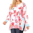 thumbnail image 3 of Sakkas Linea Women's Casual Floral Print Long Sleeve Swing Boho Pullover Tunic Top - FR216-Red - Plus Size, 3 of 5